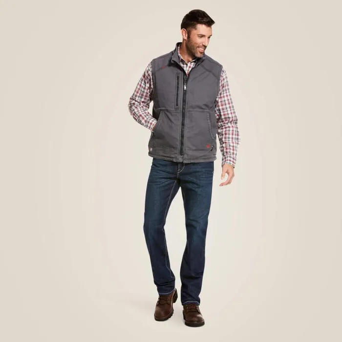 Men Workwear Ariat FR DuraLight Stretch Canvas Vest Iron Gray Men Workwear Ariat FR DuraLight Stretch Canvas Vest Iron Gray