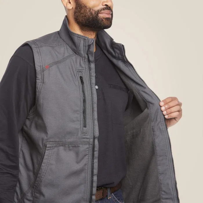 Men Workwear Ariat FR DuraLight Stretch Canvas Vest Iron Gray Men Workwear Ariat FR DuraLight Stretch Canvas Vest Iron Gray