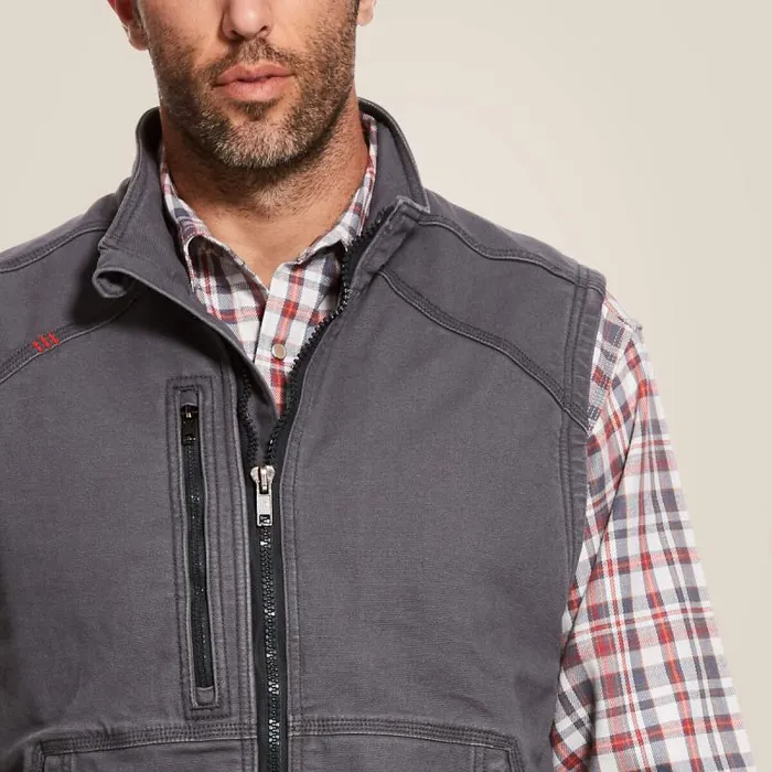 Men Workwear Ariat FR DuraLight Stretch Canvas Vest Iron Gray Men Workwear Ariat FR DuraLight Stretch Canvas Vest Iron Gray