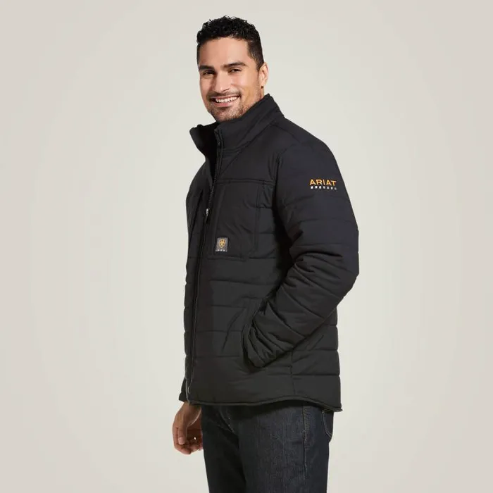 Men Workwear Ariat Rebar Valiant Stretch Canvas Water Resistant Insulated Jacket Black Men Workwear Ariat Rebar Valiant Stretch Canvas Water Resistant Insulated Jacket Black