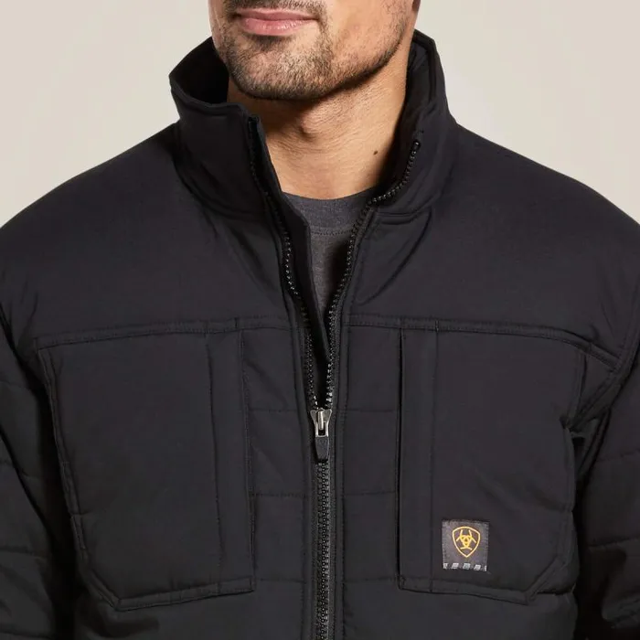 Men Workwear Ariat Rebar Valiant Stretch Canvas Water Resistant Insulated Jacket Black Men Workwear Ariat Rebar Valiant Stretch Canvas Water Resistant Insulated Jacket Black