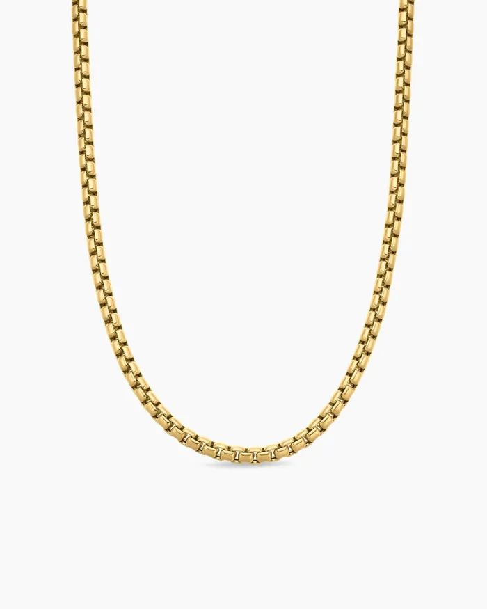 Mens Box Chain Necklace In 18K Yellow Gold 5mm Men David Yurman Chains