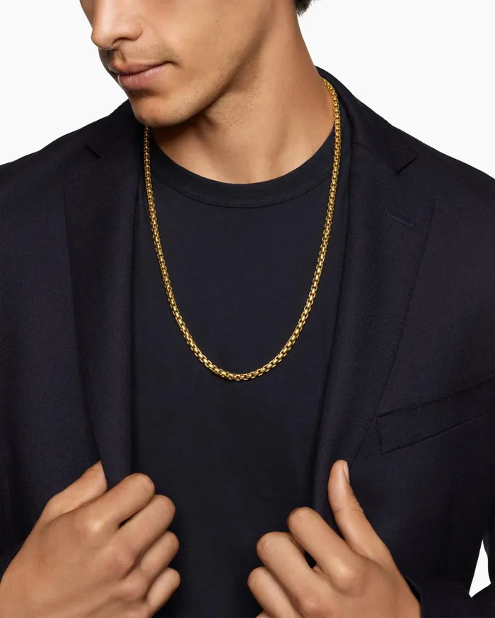 Mens Box Chain Necklace In 18K Yellow Gold 5mm Men David Yurman Chains Mens Box Chain Necklace In 18K Yellow Gold 5mm Men David Yurman Chains