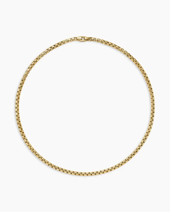 Mens Box Chain Necklace In 18K Yellow Gold 5mm Men David Yurman Chains Mens Box Chain Necklace In 18K Yellow Gold 5mm Men David Yurman Chains