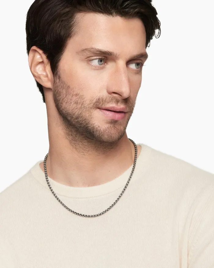 Mens Box Chain Necklace In Grey Titanium 36mm Men David Yurman Chains