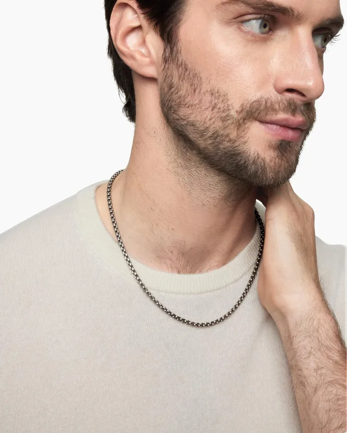 Mens Box Chain Necklace In Grey Titanium 36mm Men David Yurman Chains