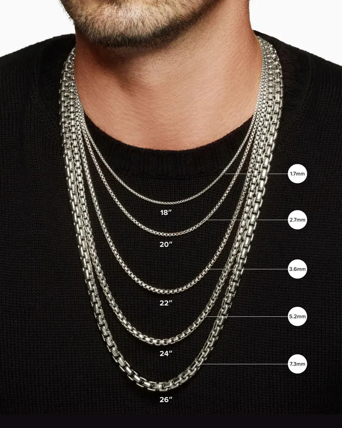 Mens Box Chain Necklace In Grey Titanium 36mm Men David Yurman Chains