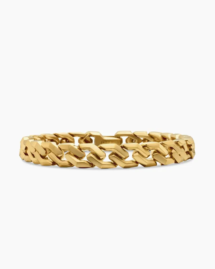 Mens Curb Chain Angular Link Bracelet In 18K Yellow Gold 87mm Men David Yurman Chain Mens Curb Chain Angular Link Bracelet In 18K Yellow Gold 87mm Men David Yurman Chain