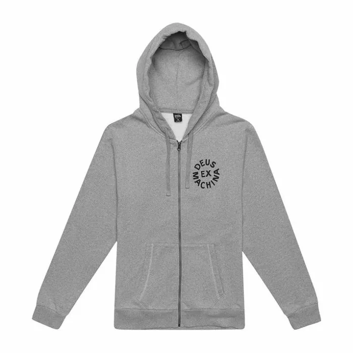 Mens Deus Ex Machina Classics Circle Logo Hoodie 8211 Grey Marle Grey Marle