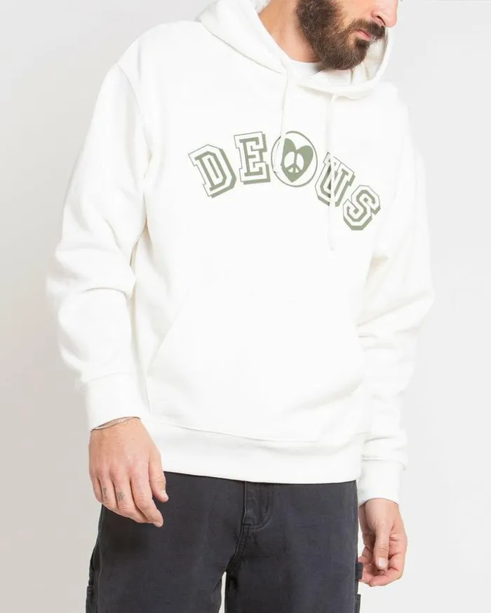 Mens Deus Ex Machina Hoodies and Sweaters Active Listening Hoodie 8211 Vintage White Vintage White