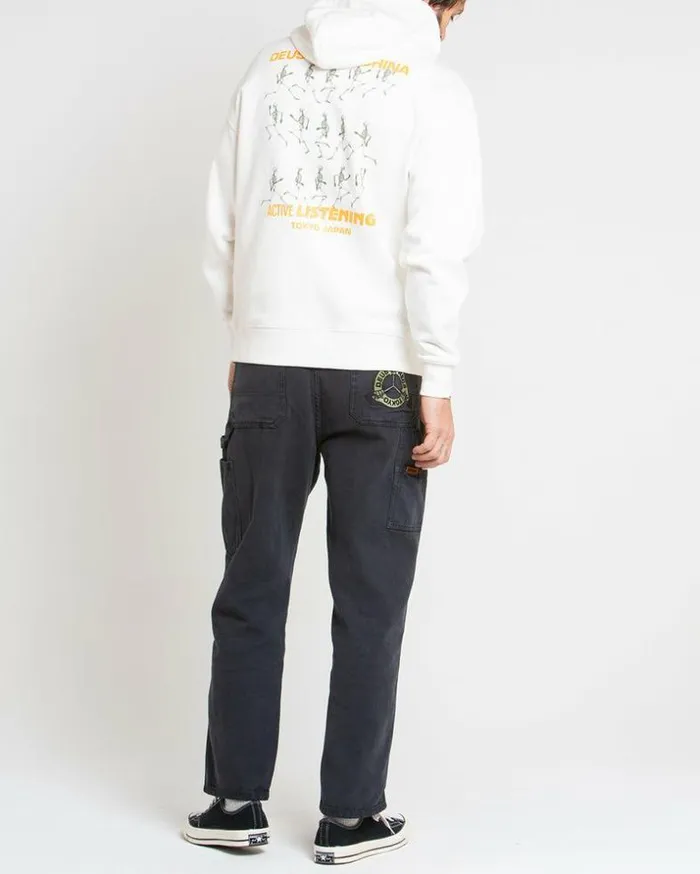 Mens Deus Ex Machina Hoodies and Sweaters Active Listening Hoodie 8211 Vintage White Vintage White Mens Deus Ex Machina Hoodies and Sweaters Active Listening Hoodie 8211 Vintage White Vintage White