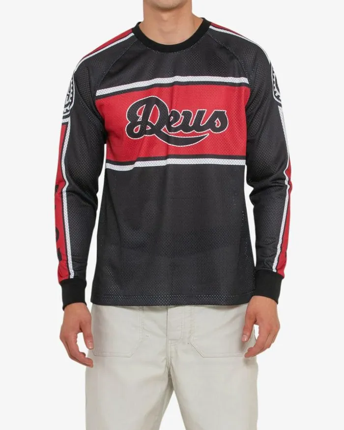 Mens Deus Ex Machina Jerseys Beat Moto Jersey 8211 Black Black