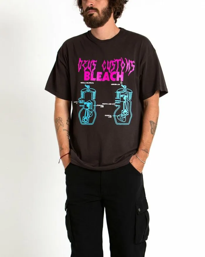 Mens Deus Ex Machina Tees Blueprint TShirt 8211 Washed Black Washed Black