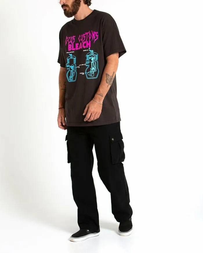 Mens Deus Ex Machina Tees Blueprint TShirt 8211 Washed Black Washed Black