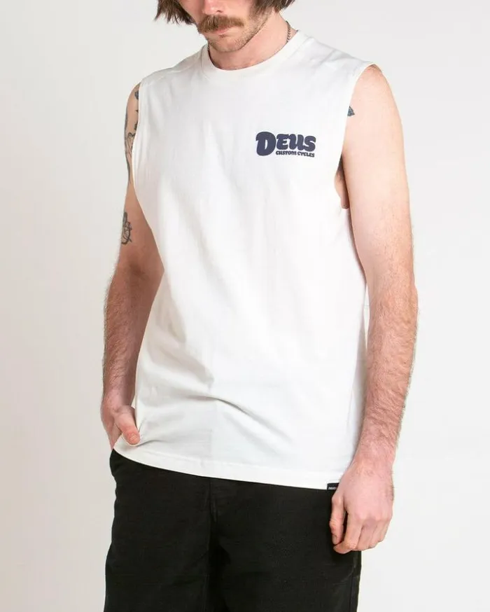 Mens Deus Ex Machina Tees Bubble Up Muscle 8211 Vintage White Vintage White