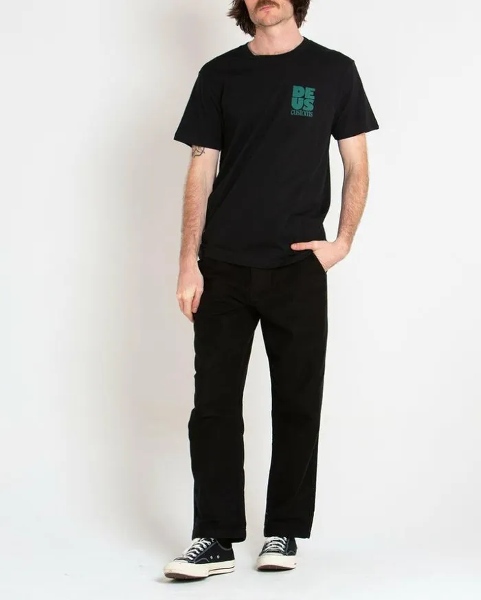 Mens Deus Ex Machina Tees Postal Tee 8211 Black Black Mens Deus Ex Machina Tees Postal Tee 8211 Black Black