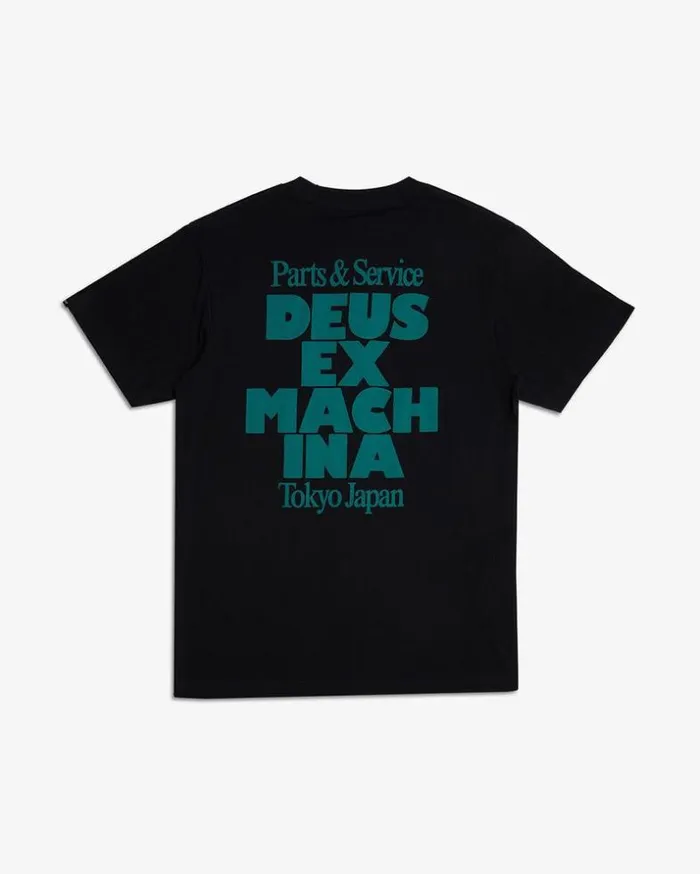 Mens Deus Ex Machina Tees Postal Tee 8211 Black Black Mens Deus Ex Machina Tees Postal Tee 8211 Black Black