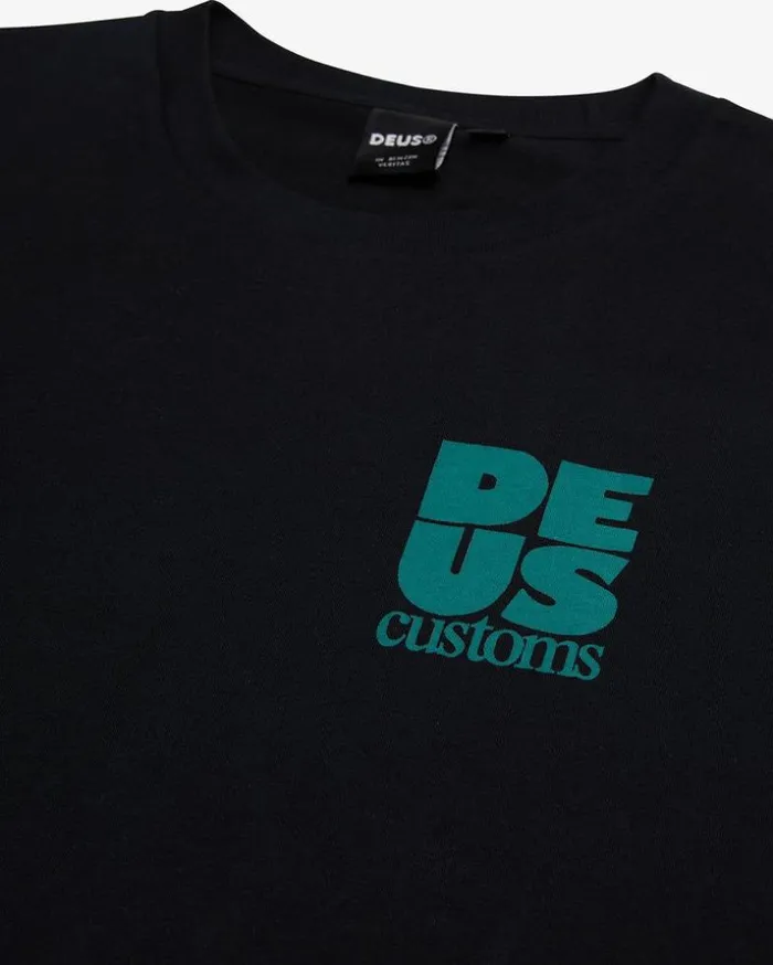 Mens Deus Ex Machina Tees Postal Tee 8211 Black Black Mens Deus Ex Machina Tees Postal Tee 8211 Black Black