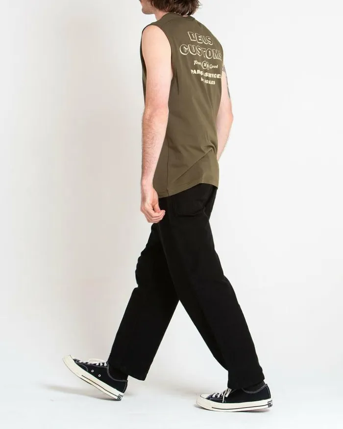 Mens Deus Ex Machina Tees Thinker Muscle 8211 Dark Olive Dark Olive Mens Deus Ex Machina Tees Thinker Muscle 8211 Dark Olive Dark Olive