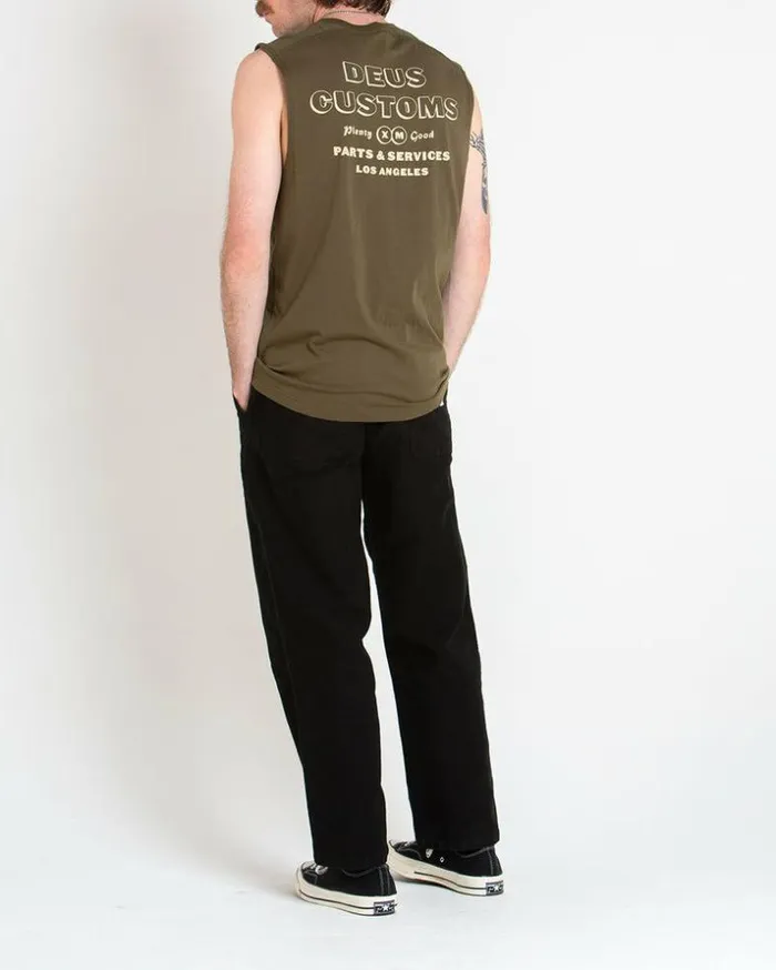 Mens Deus Ex Machina Tees Thinker Muscle 8211 Dark Olive Dark Olive Mens Deus Ex Machina Tees Thinker Muscle 8211 Dark Olive Dark Olive