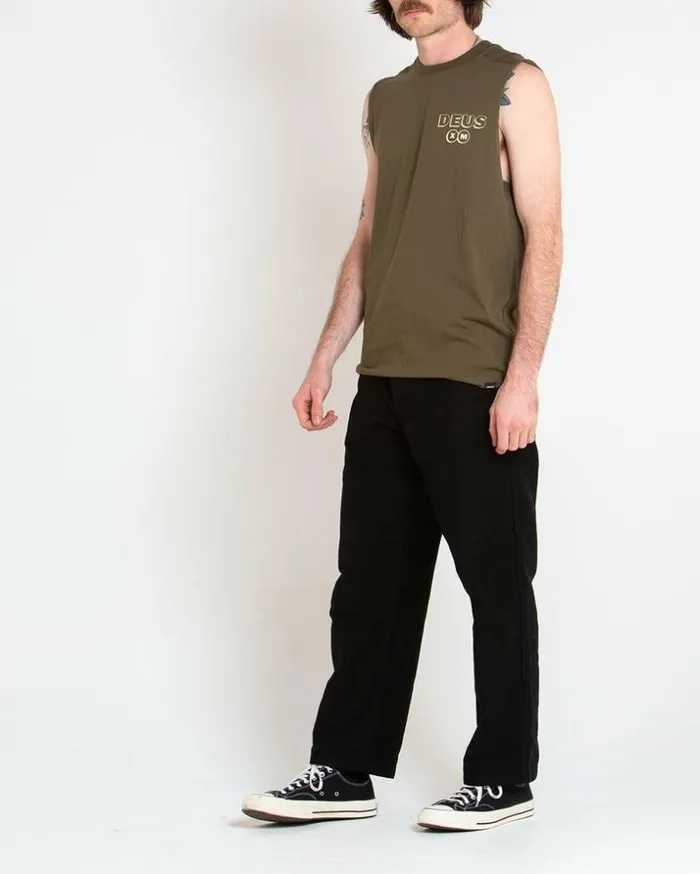 Mens Deus Ex Machina Tees Thinker Muscle 8211 Dark Olive Dark Olive Mens Deus Ex Machina Tees Thinker Muscle 8211 Dark Olive Dark Olive