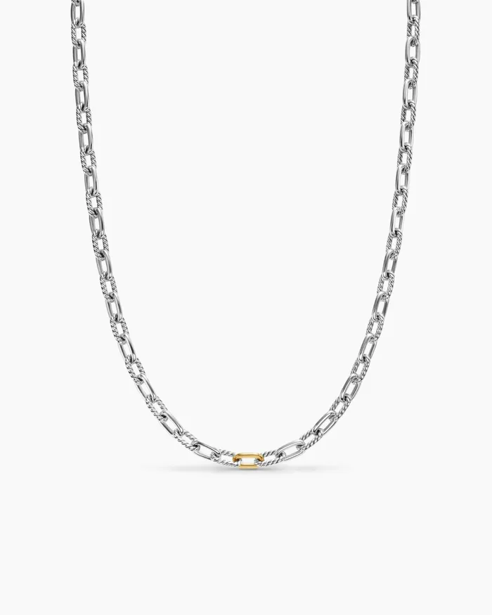 Mens DY Madison Chain Necklace In Sterling Silver With 18K Yellow Gold 6mm Men David Yurman Chains Mens DY Madison Chain Necklace In Sterling Silver With 18K Yellow Gold 6mm Men David Yurman Chains