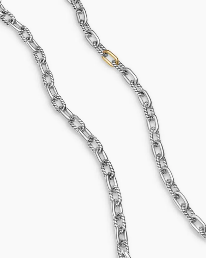 Mens DY Madison Chain Necklace In Sterling Silver With 18K Yellow Gold 6mm Men David Yurman Chains Mens DY Madison Chain Necklace In Sterling Silver With 18K Yellow Gold 6mm Men David Yurman Chains