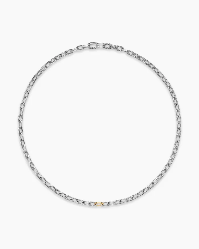 Mens DY Madison Chain Necklace In Sterling Silver With 18K Yellow Gold 6mm Men David Yurman Chains Mens DY Madison Chain Necklace In Sterling Silver With 18K Yellow Gold 6mm Men David Yurman Chains