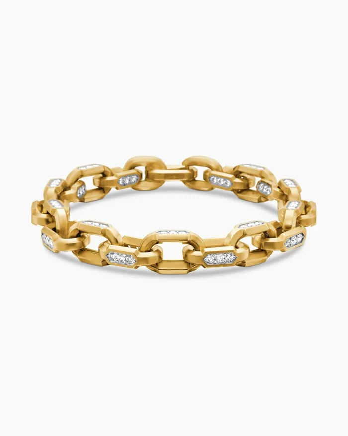 Mens Faceted Chain Bracelet In 18K Yellow Gold 95mm Men David Yurman Chain