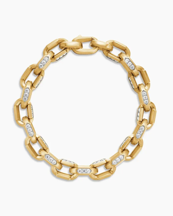 Mens Faceted Chain Bracelet In 18K Yellow Gold 95mm Men David Yurman Chain Mens Faceted Chain Bracelet In 18K Yellow Gold 95mm Men David Yurman Chain