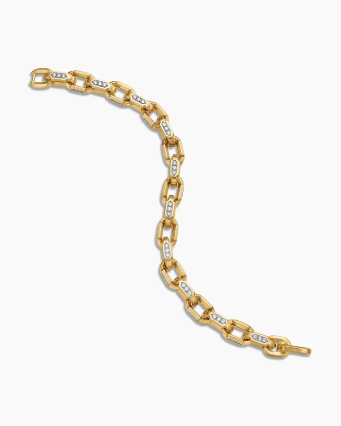 Mens Faceted Chain Bracelet In 18K Yellow Gold 95mm Men David Yurman Chain Mens Faceted Chain Bracelet In 18K Yellow Gold 95mm Men David Yurman Chain