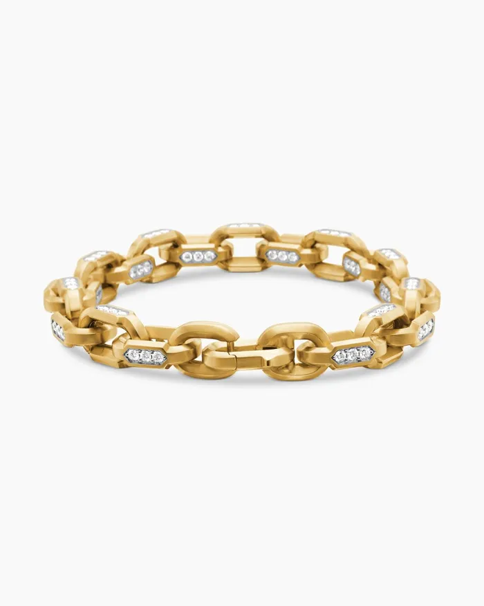 Mens Faceted Chain Bracelet In 18K Yellow Gold 95mm Men David Yurman Chain Mens Faceted Chain Bracelet In 18K Yellow Gold 95mm Men David Yurman Chain