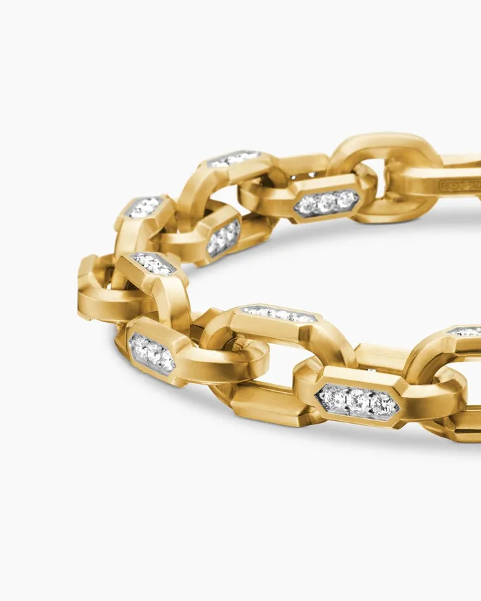 Mens Faceted Chain Bracelet In 18K Yellow Gold 95mm Men David Yurman Chain Mens Faceted Chain Bracelet In 18K Yellow Gold 95mm Men David Yurman Chain