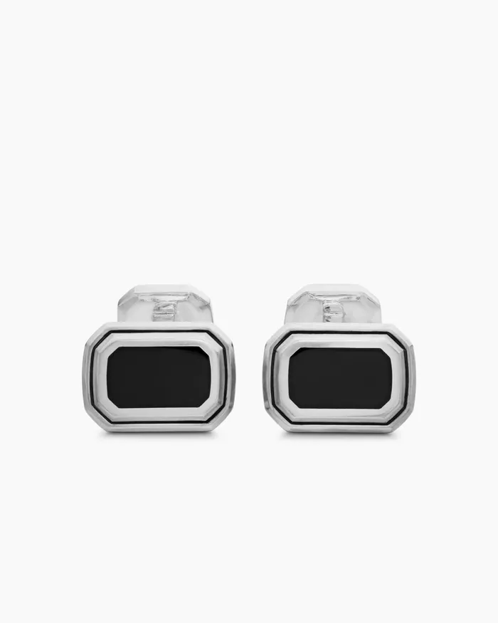 Mens Faceted Cufflinks In Sterling Silver With Black Onyx 17mm Men David Yurman Cufflinks Mens Faceted Cufflinks In Sterling Silver With Black Onyx 17mm Men David Yurman Cufflinks