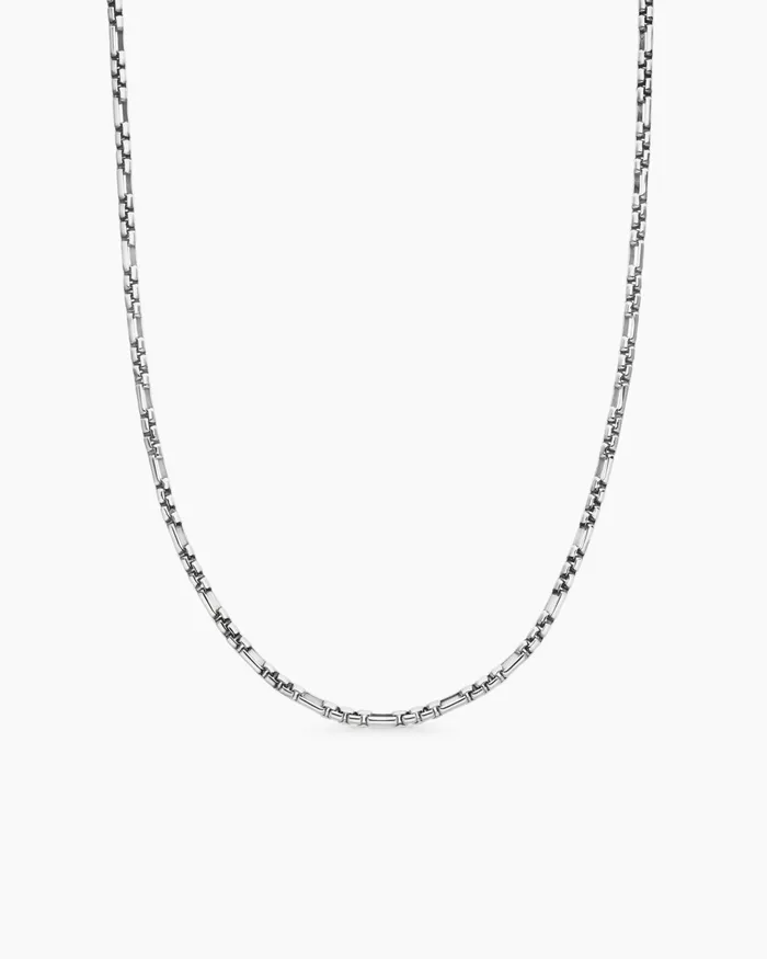 Mens Open Station Box Chain Necklace In Sterling Silver 3mm Men David Yurman Chains Mens Open Station Box Chain Necklace In Sterling Silver 3mm Men David Yurman Chains