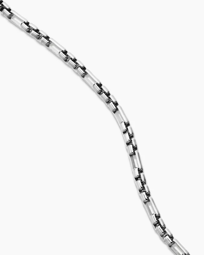 Mens Open Station Box Chain Necklace In Sterling Silver 3mm Men David Yurman Chains