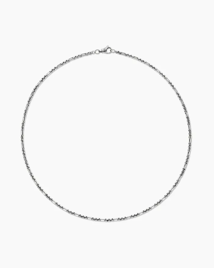 Mens Open Station Box Chain Necklace In Sterling Silver 3mm Men David Yurman Chains