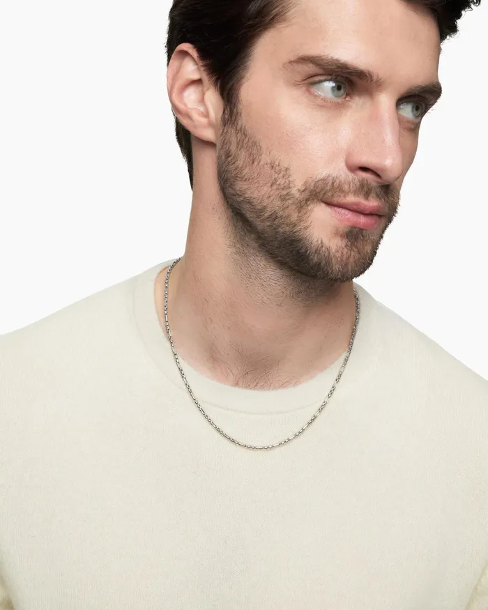Mens Open Station Box Chain Necklace In Sterling Silver 3mm Men David Yurman Chains