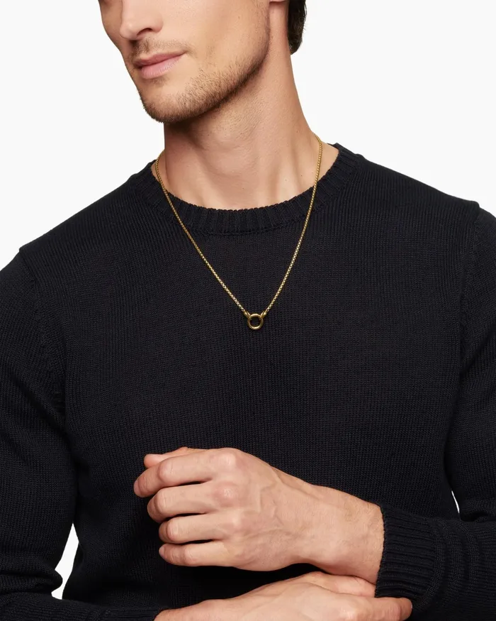Mens Smooth Amulet Box Chain Necklace In 18K Yellow Gold 27mm Men David Yurman Chains