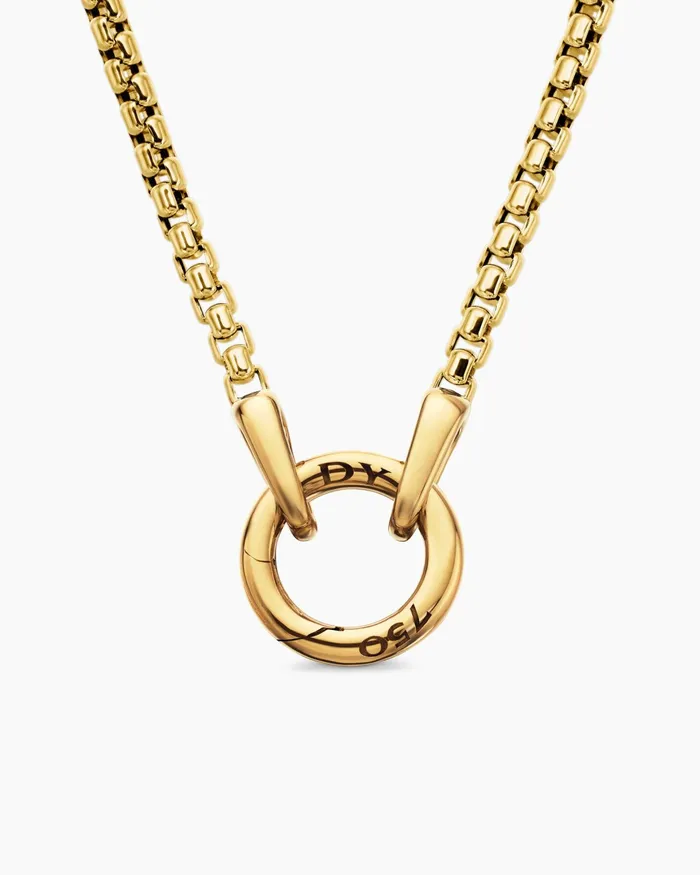 Mens Smooth Amulet Box Chain Necklace In 18K Yellow Gold 27mm Men David Yurman Chains