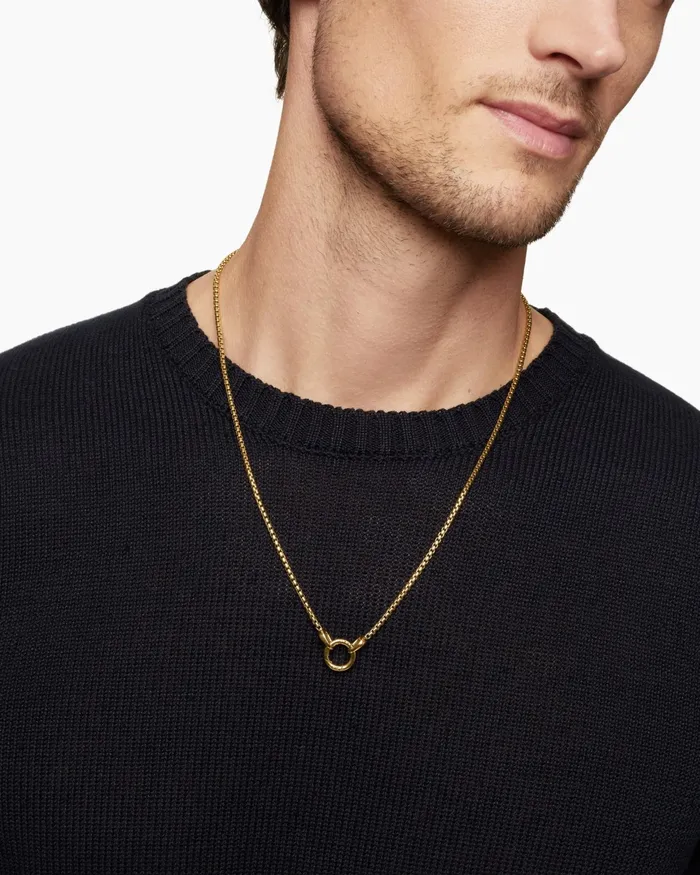 Mens Smooth Amulet Box Chain Necklace In 18K Yellow Gold 27mm Men David Yurman Chains