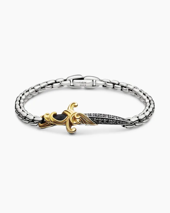 Mens Waves Dagger Bracelet In Sterling Silver With 18K Yellow Gold 5mm Men David Yurman Chain Mens Waves Dagger Bracelet In Sterling Silver With 18K Yellow Gold 5mm Men David Yurman Chain