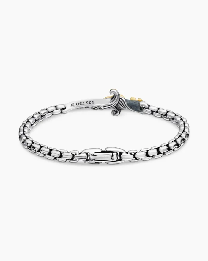 Mens Waves Dagger Bracelet In Sterling Silver With 18K Yellow Gold 5mm Men David Yurman Chain