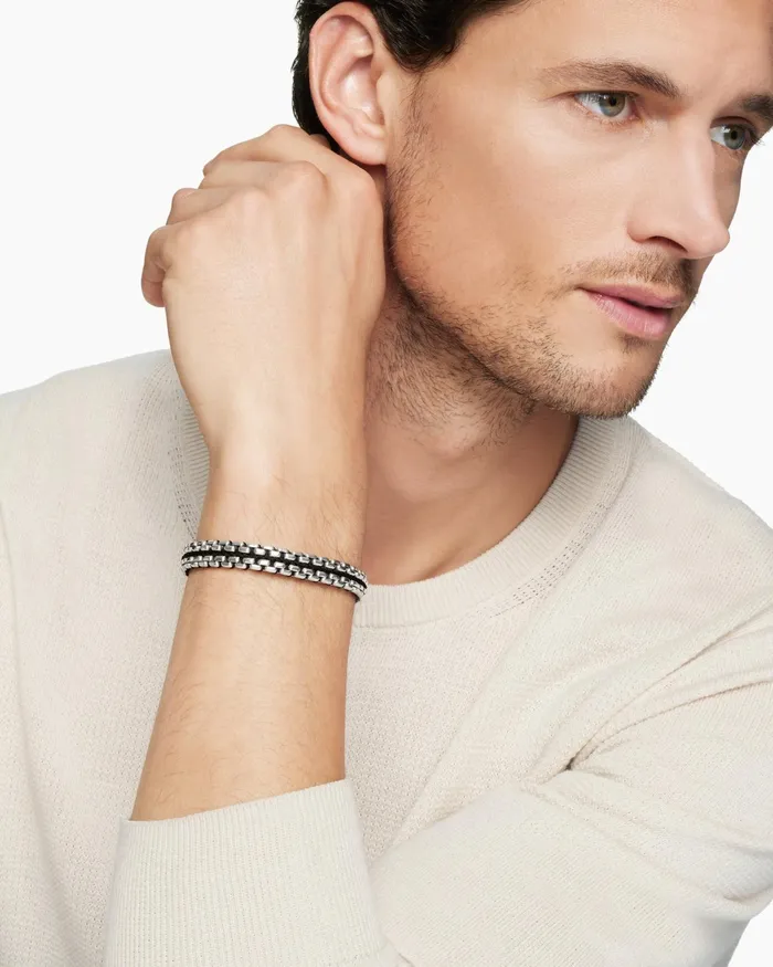Mens Woven Box Chain Bracelet In Sterling Silver 12mm Men David Yurman Chain Mens Woven Box Chain Bracelet In Sterling Silver 12mm Men David Yurman Chain
