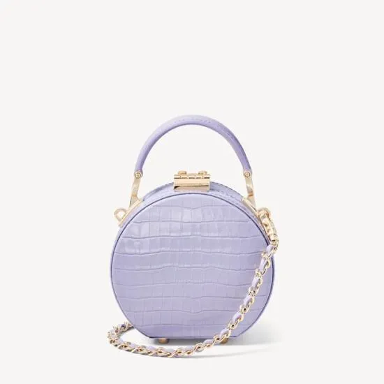 Micro Hat Box Deep Shine English Lavender Small Croc Women Aspinal Of London Mini