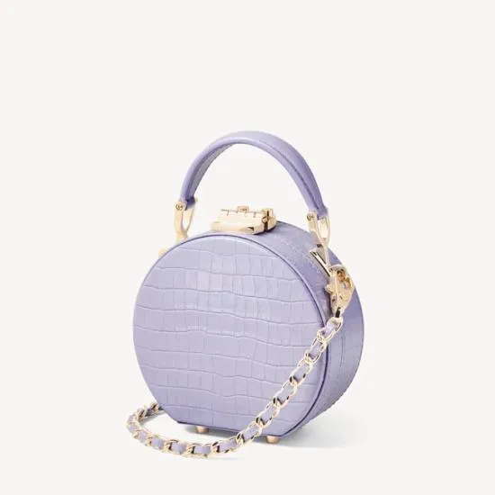Micro Hat Box Deep Shine English Lavender Small Croc Women Aspinal Of London Mini