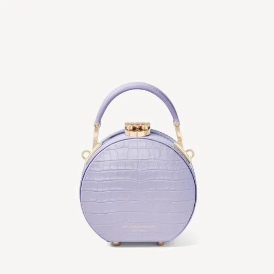 Micro Hat Box Deep Shine English Lavender Small Croc Women Aspinal Of London Mini
