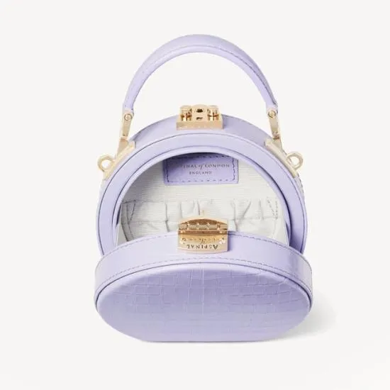Micro Hat Box Deep Shine English Lavender Small Croc Women Aspinal Of London Mini
