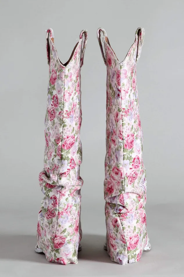 Mid Cowboy Boot With Sleeve 8211 White Floral Women Cowboy Boots R13 Mid Cowboy Boot With Sleeve 8211 White Floral Women Cowboy Boots R13