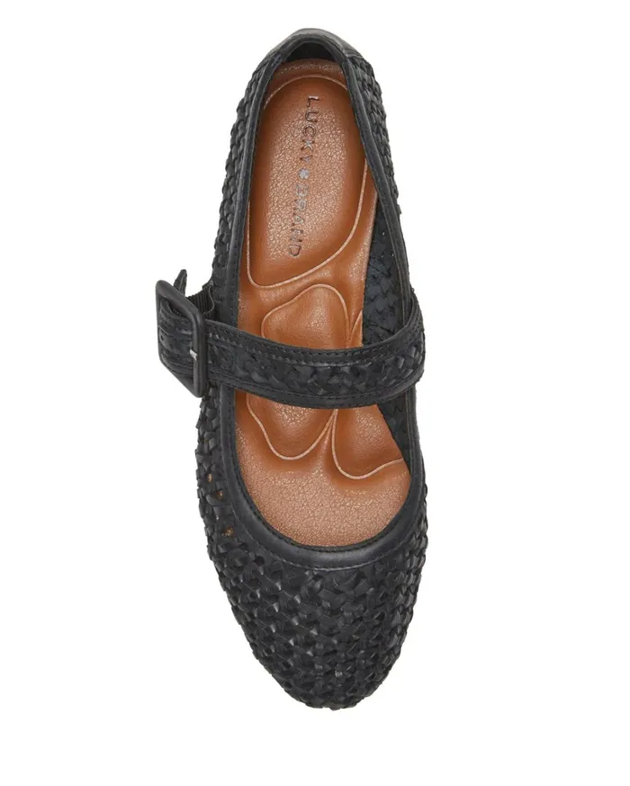 Millit Woven Mary Jane Flat Black Women Lucky Brand Shoes